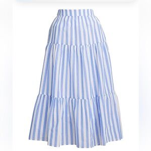 J. Crew Blue and White Tiered Midi Skirt